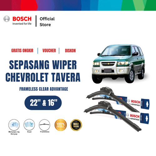 [EZR.2400420] Bosch Sepasang Wiper Mobil Chevrolet Tavera Frameless Clear 22 & 16