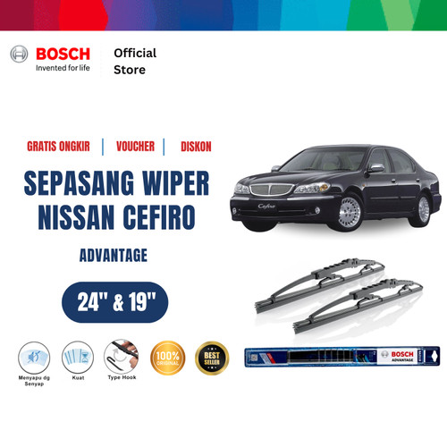 [EZR.2400430] Bosch Sepasang Wiper Kaca Mobil Nissan Cefiro A33 Advantage 24 dan 19