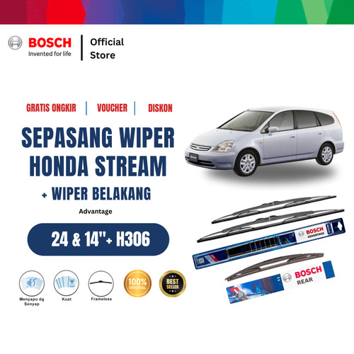 [EZR.2400434] Bosch Wiper Mobil Honda Stream Set Advantage 24 - 14 Inci dan H306