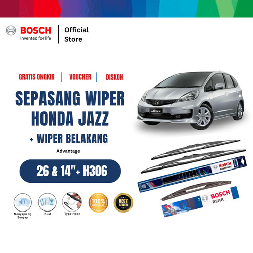 [EZR.2400437] Bosch Wiper Mobil Honda Jazz Set Advantage 26" & 14" + H306