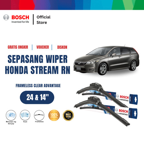 [EZR.2400440] Bosch Sepasang Wiper Mobil Honda Stream RN Frameless Advantage 24 & 14