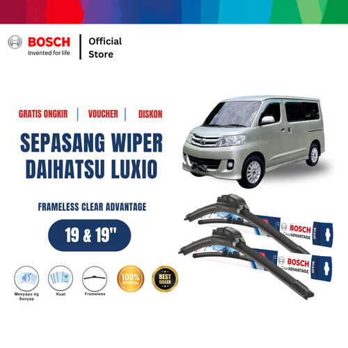 [EZR.2400441] Bosch Sepasang Wiper Mobil Daihatsu Luxio Frameless Clear Advantage 19 dan 19 Inci