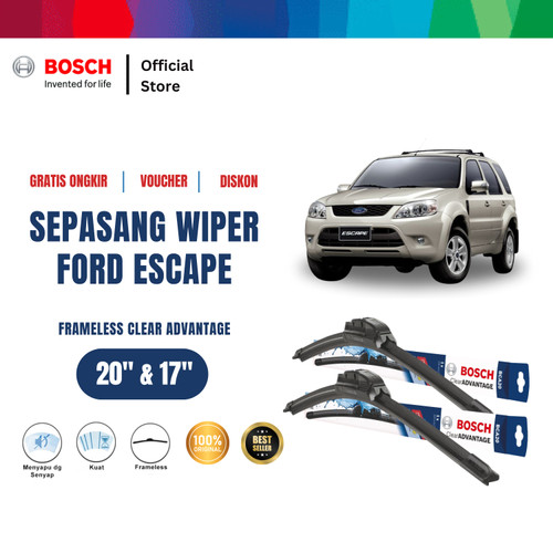 [EZR.2400442] Bosch Sepasang Wiper Mobil Ford Escape Frameless Advantage 20 dan 17 Inci