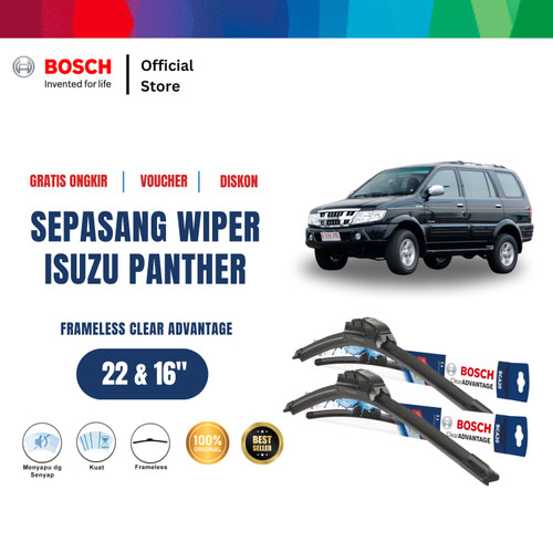 [EZR.2400447] Bosch Sepasang Wiper Mobil Isuzu Panther Frameless Advantage 22 dan 16 Inci