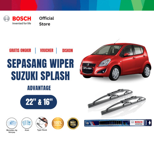 [EZR.2400472] Bosch Sepasang Wiper Kaca Mobil Suzuki Splash Advantage 22 dan 16 Inci