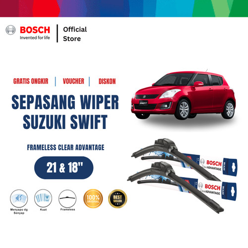 [EZR.2400478] Bosch Sepasang Wiper Mobil Suzuki Swift Frameless New Clear 21 dan 18 Inci
