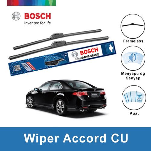 [EZR.2400479] Bosch Sepasang Wiper Mobil Honda Accord CU Frameless Clear Advantage 24 dan 22 Inci - Warna