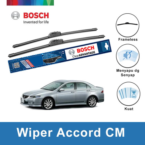 [EZR.2400480] Bosch Sepasang Wiper Mobil Honda Accord CM Frameless New Clear 24 & 19