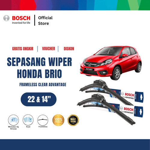 [EZR.2400481] Bosch Sepasang Wiper Mobil Honda Brio Frameless New Clear 22" & 14"