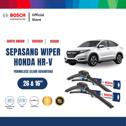 [EZR.2400483] Bosch Sepasang Wiper Mobil Honda HR-V Frameless New Clear 26" & 16"
