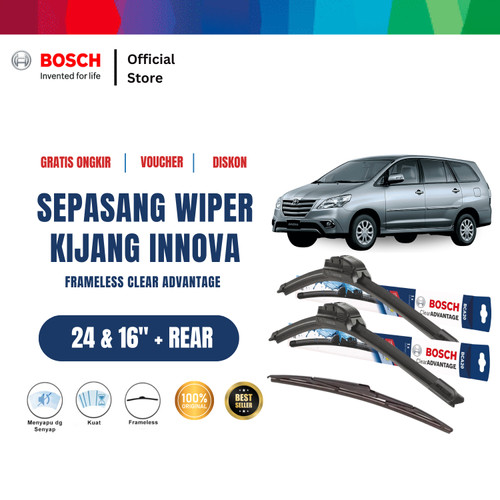 [EZR.2400492] Bosch Wiper Depan & Belakang Frameless Kijang Innova 24 & 16 + H 307