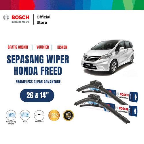 [EZR.2400512] Bosch Sepasang Wiper Mobil Honda Freed Frameless New Clear 26" & 14"