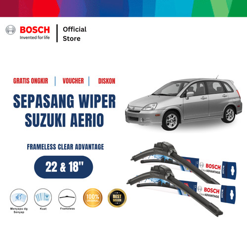 [EZR.2400517] Bosch Sepasang Wiper Frameless New Clear Advantage Mobil Aerio 22 & 18