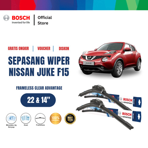 [EZR.2400518] Bosch Sepasang Wiper Mobil Nissan Juke F15 Frameless Clear 22" & 14"