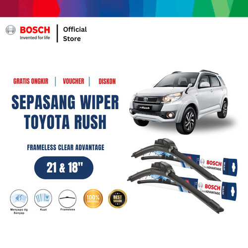 [EZR.2400519] Bosch Sepasang Wiper Mobil Toyota Rush Frameless Advantage 21 & 18