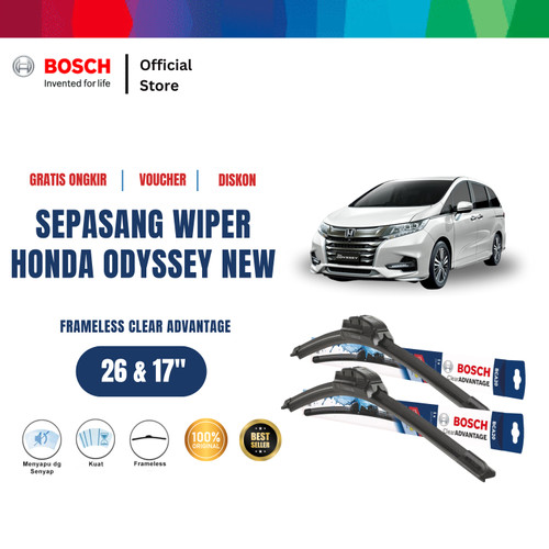 [EZR.2400521] Bosch Sepasang Wiper Frameless New Clear Advantage Odyssey New 26 & 17