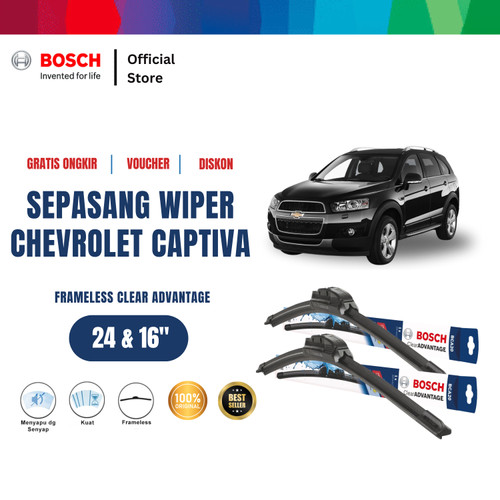 [EZR.2400523] Bosch Sepasang Wiper Chevrolet Captiva Frameless New Clear 24" & 16"