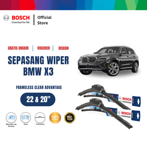 [EZR.2400530] Bosch Sepasang Wiper Frameless New Clear Advantage BMW X3 22" & 20"