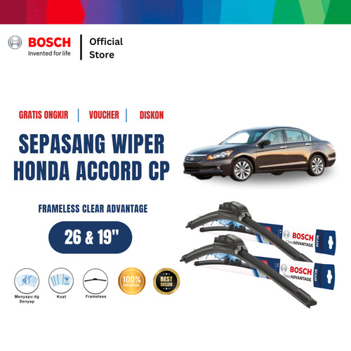 [EZR.2400531] Bosch Sepasang Wiper Mobil Honda Accord CP Frameless Clear 26" & 19"
