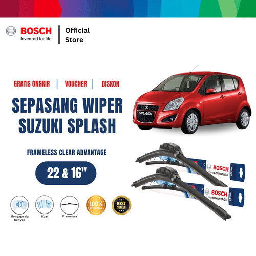 [EZR.2400533] Bosch Sepasang Wiper Mobil Suzuki Splash Frameles New Clear 22" & 16"