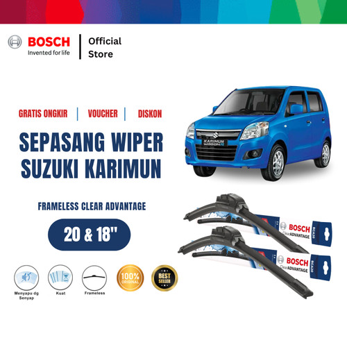 [EZR.2400538] Bosch Sepasang Wiper Mobil Suzuki Karimun Frameless Clear Advantage 20 dan 18 Inci