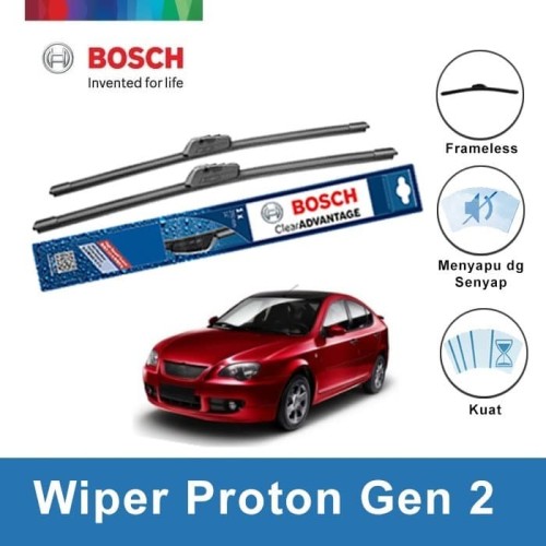 [EZR.2400542] Bosch Sepasang Wiper Proton Gen 2 Frameles New Clear 21 &19