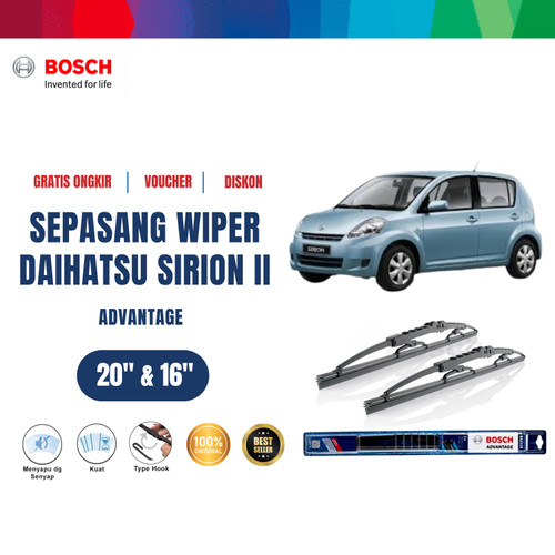 [EZR.2400557] Bosch Sepasang Wiper Kaca Mobil Daihatsu Sirion II Advantage 20" & 16"