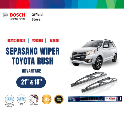 [EZR.2400562] Bosch Sepasang Wiper Kaca Mobil Toyota Rush (2006) Advantage 21" & 18"