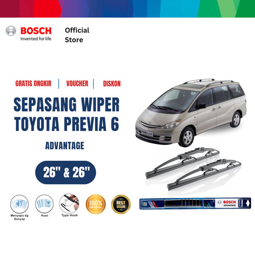 [EZR.2400566] Bosch Sepasang Wiper Kaca Mobil Toyota Previa 2005 Advantage 26 dan 26 Inci