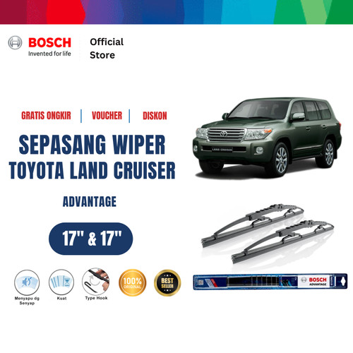 [EZR.2400567] Bosch Sepasang Wiper Mobil Toyota Landcruiser (2008) Advantage 17 & 17