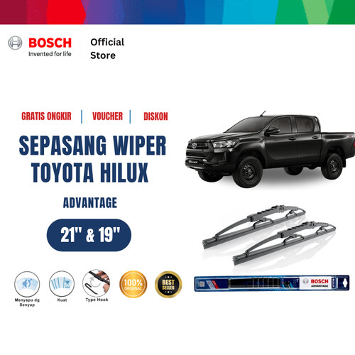 [EZR.2400571] Bosch Sepasang Wiper Kaca Mobil Toyota Hilux 2005 Advantage 21 dan 19 Inci