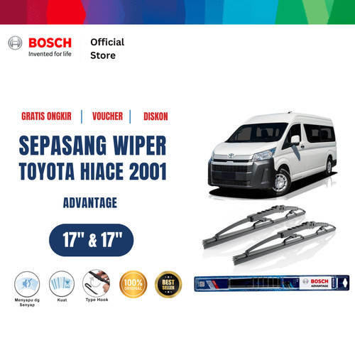 [EZR.2400572] Bosch Sepasang Wiper Kaca Mobil Toyota Hiace (2001) Advantage 17" & 17"