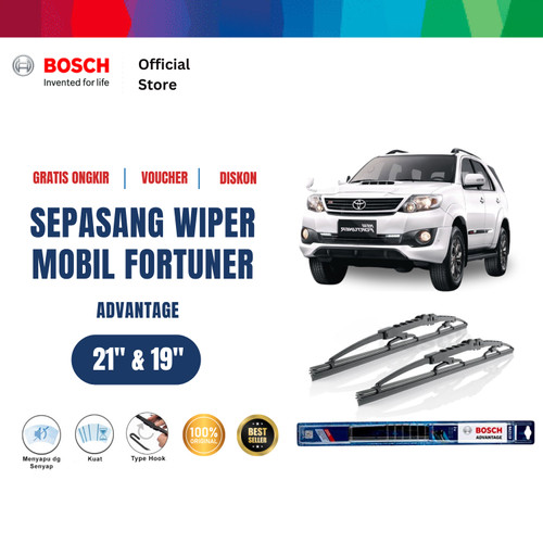 [EZR.2400574] Bosch Sepasang Wiper Mobil Toyota Fortuner 2004 Advantage 21 dan 19 Inci