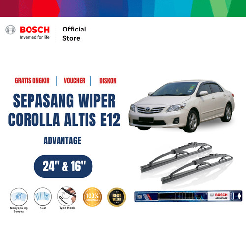 [EZR.2400576] Bosch Sepasang Wiper Mobil Toyota Corolla Altis E12 2008 24 dan 16 Inci