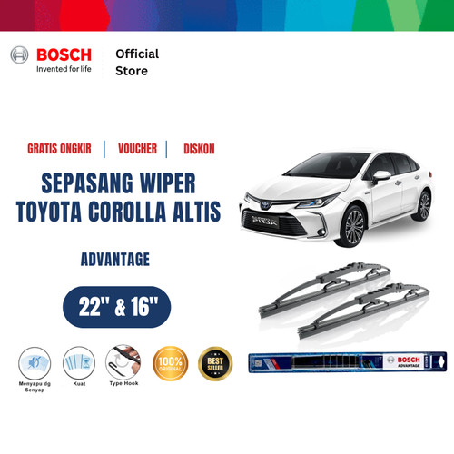 [EZR.2400577] Bosch Sepasang Wiper Kaca Mobil Toyota Corolla Altis (2006) 22" & 16"