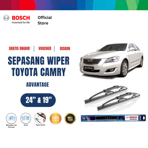 [EZR.2400582] Bosch Sepasang Wiper Kaca Mobil Toyota Camry ACV40 2006 Advantage 24 dan 19 Inci
