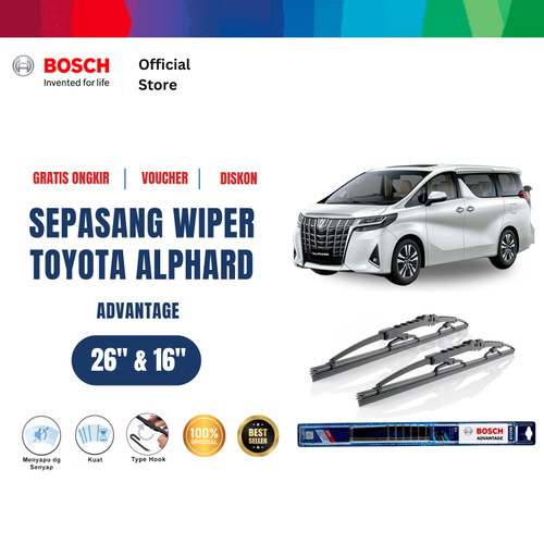 [EZR.2400583] Bosch Sepasang Wiper Kaca Mobil Toyota Alphard (2008) Advantage 26&16"