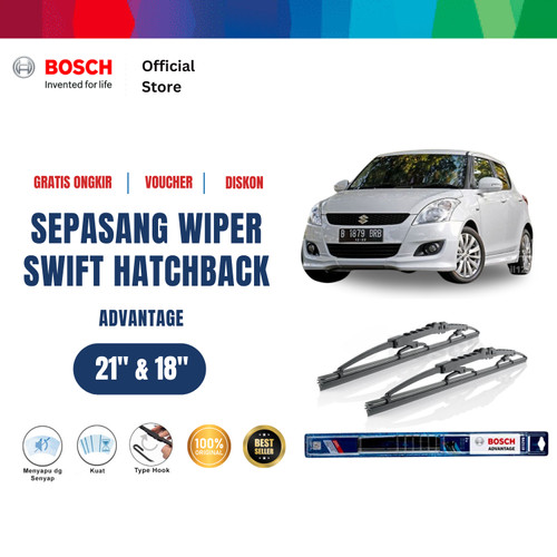 [EZR.2400585] Bosch Sepasang Wiper Kaca Mobil Suzuki Swift Hatchback (2004) 21"& 18"