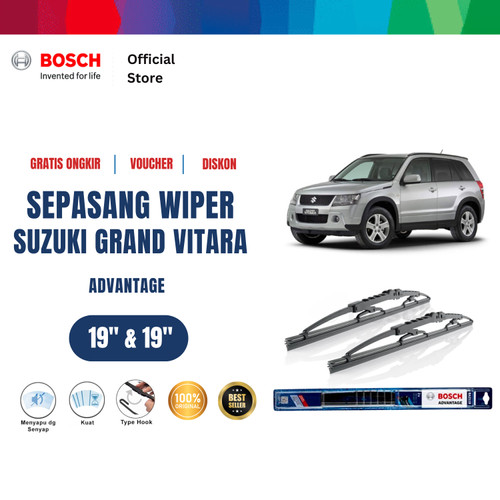 [EZR.2400588] Bosch Sepasang Wiper Mobil Suzuki Grand Vitara 2000 Advantage 19 dan 19 Inci