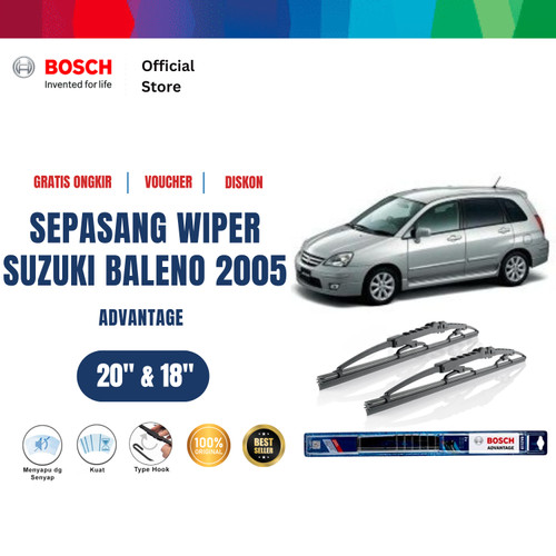 [EZR.2400592] Bosch Sepasang Wiper Mobil Suzuki Baleno EG 2005 Advantage 20 dan 18 Inci