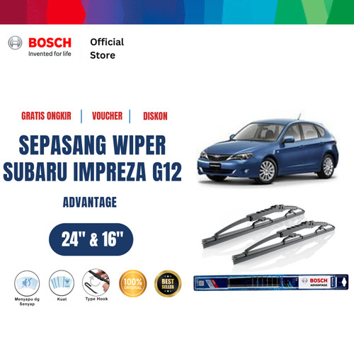 [EZR.2400597] Bosch Sepasang Wiper Kaca Mobil Subaru Impreza G12 2007-2011 24 dan 16 Inci