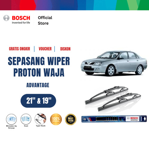 [EZR.2400604] Bosch Sepasang Wiper Kaca Mobil Proton Waja 2007 Advantage 21 dan 19 Inci