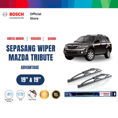 [EZR.2400613] Bosch Sepasang Wiper Kaca Mobil Mazda Tribute 2000 Advantage 19 dan 19 Inci