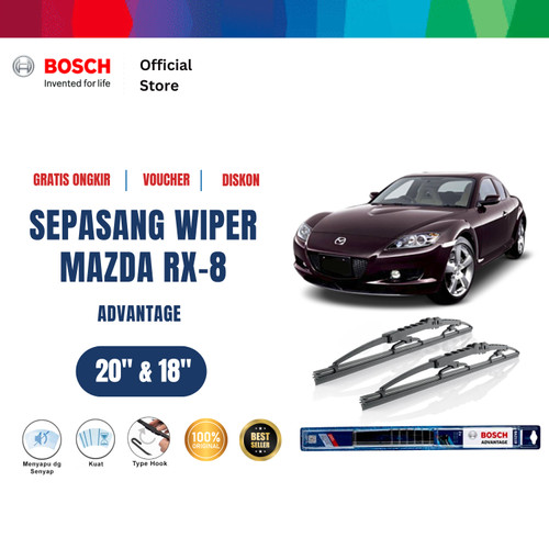 [EZR.2400614] Bosch Sepasang Wiper Kaca Mobil Mazda RX-8 2003 Advantage 20 dan 18 Inci