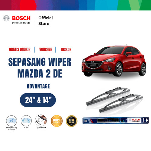 [EZR.2400624] Bosch Sepasang Wiper Kaca Mobil Mazda 2 DE 2007 Advantage 24 dan 14 Inci