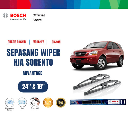 [EZR.2400633] Bosch Sepasang Wiper Mobil KIA Sorento JC 2003-2009 Advantage 24 dan 18