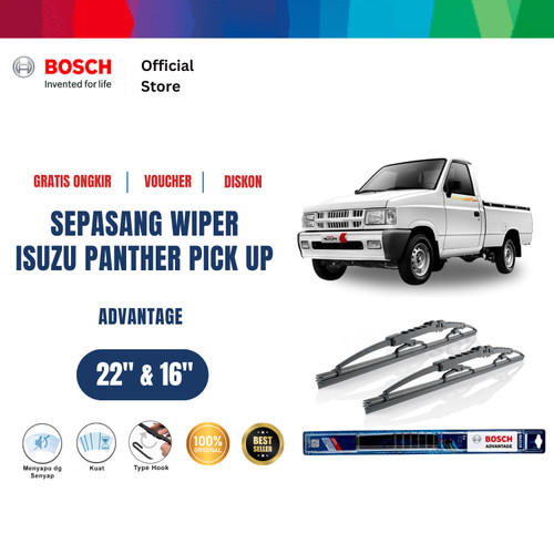 [EZR.2400637] Bosch Sepasang Wiper Kaca Mobil Isuzu Panther Pick-up (1991) 22" & 16"
