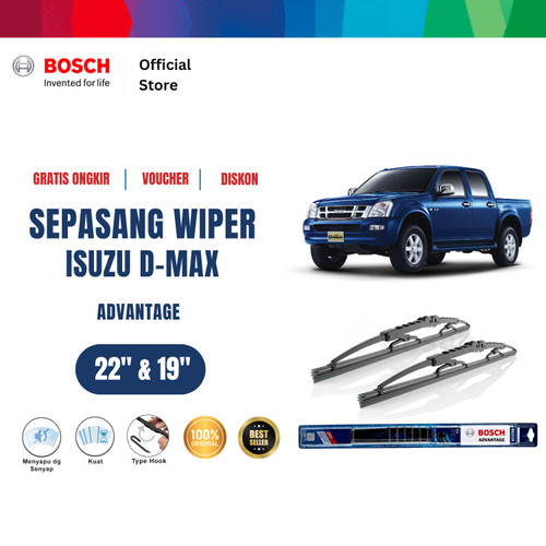 [EZR.2400639] Bosch Sepasang Wiper Kaca Mobil Isuzu D-Max 2003 Advantage 22 dan 19 Inci