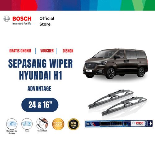 [EZR.2400640] Bosch Sepasang Wiper Kaca Mobil Hyundai H1 Advantage 24 dan 16 Inci -2 Pcs