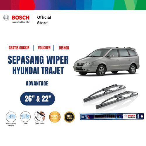 [EZR.2400644] Bosch Sepasang Wiper Mobil Hyundai Trajet 2000-2007 Advantage 26 dan 22 Inci